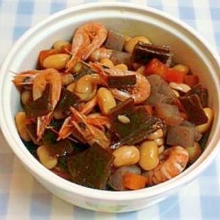 大豆水煮で❀五目豆❀小エビ入り